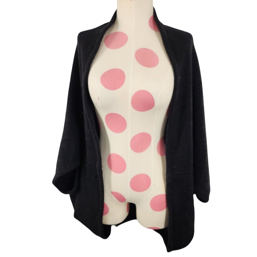 Women's LOOK Black Cocoon Wrap Sweater Cozy One Size Shrug Shawl Blanket Wear